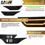 2016-2021 Honda Civic Smoke Lens Black Amber LED Side Markers