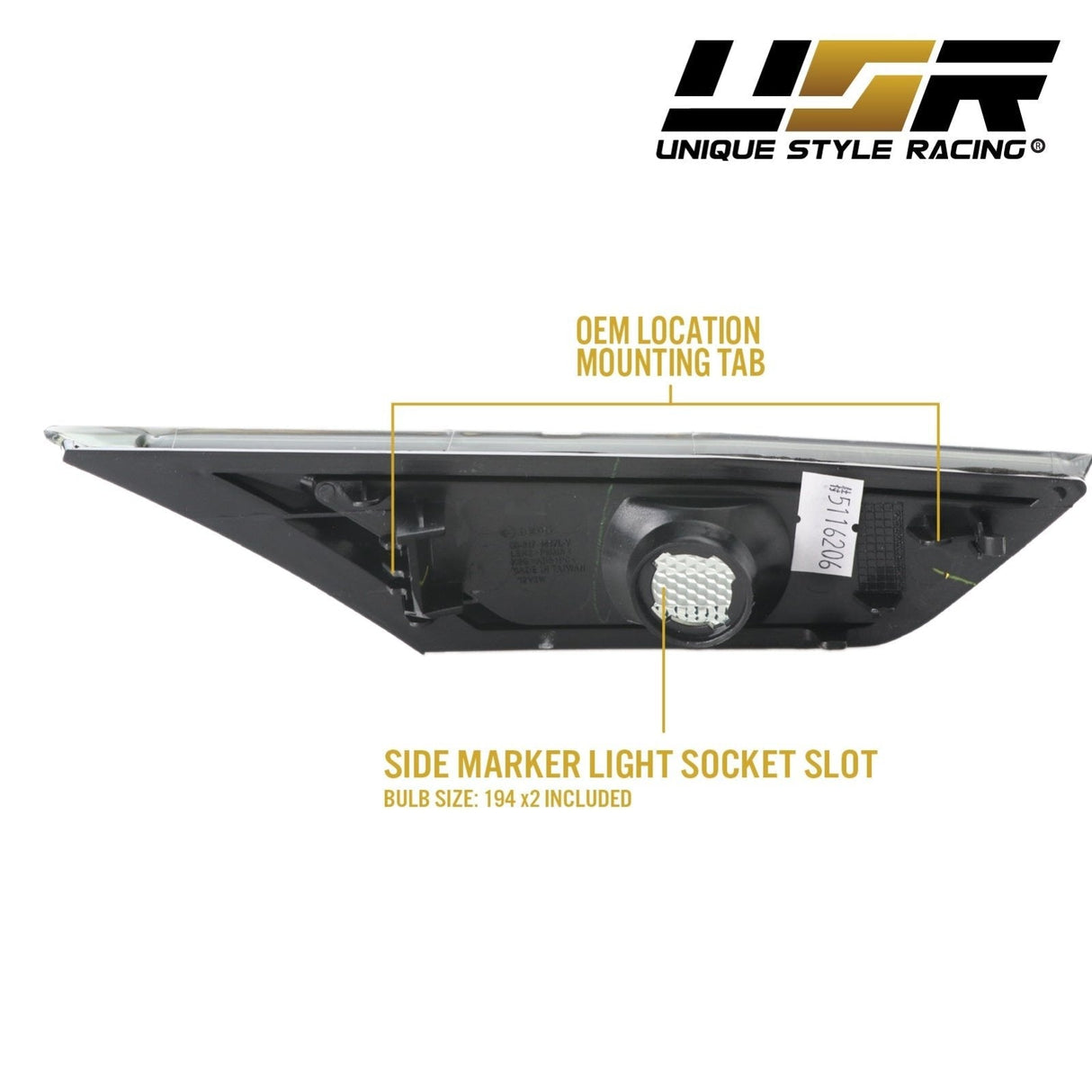 2016-2021 Honda Civic Smoke Front Bumper Side Marker Lights