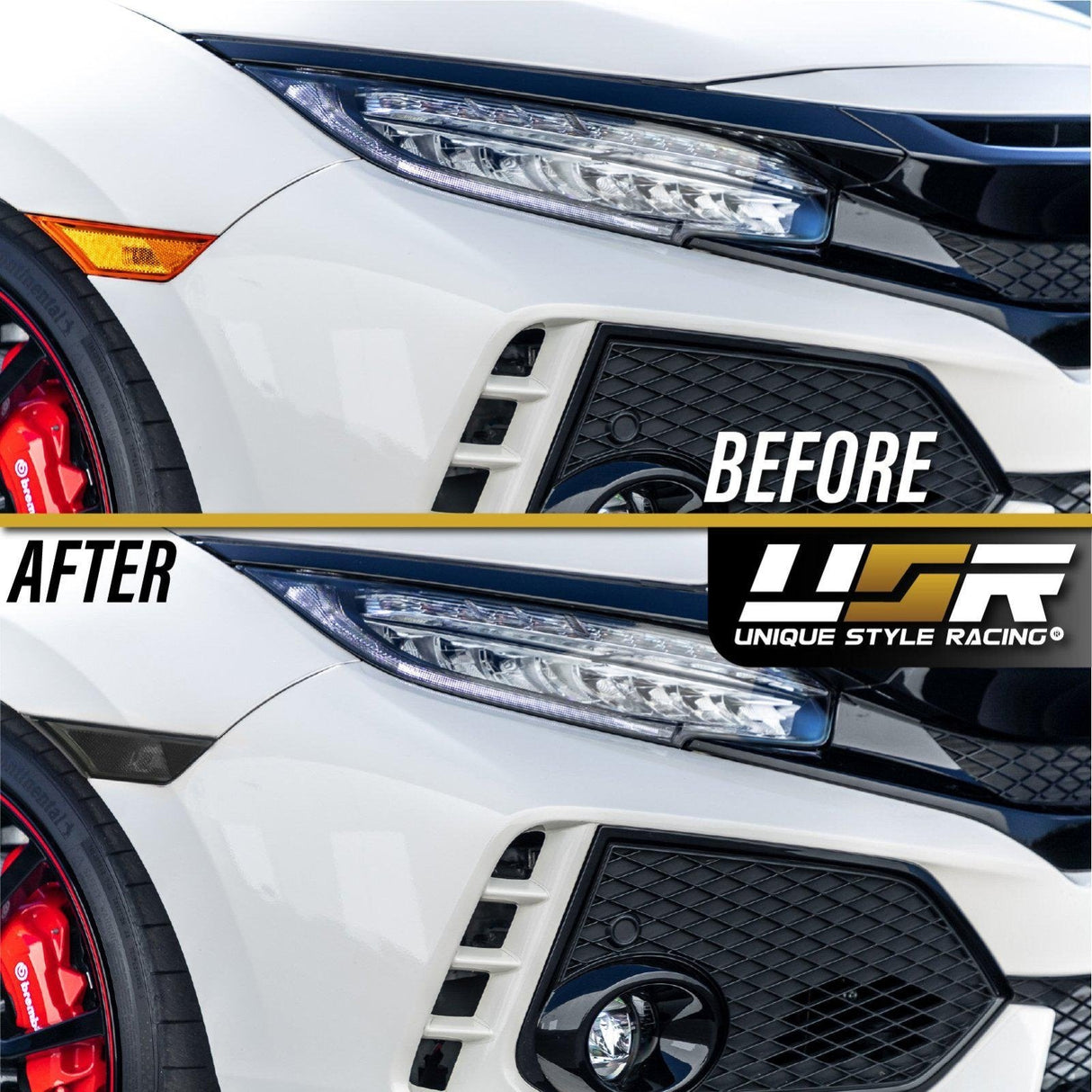 2016-2021 Honda Civic Smoke Front Bumper Side Marker Lights
