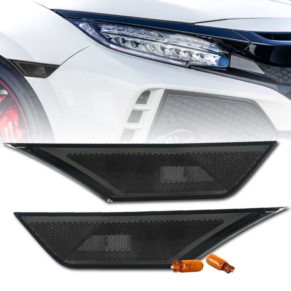2016-2021 Honda Civic Smoke Front Bumper Side Marker Lights