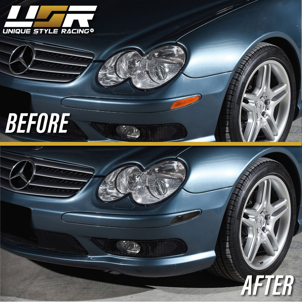 2003-2006 Mercedes R230 SL-Class Crystal Smoke Front Bumper Light