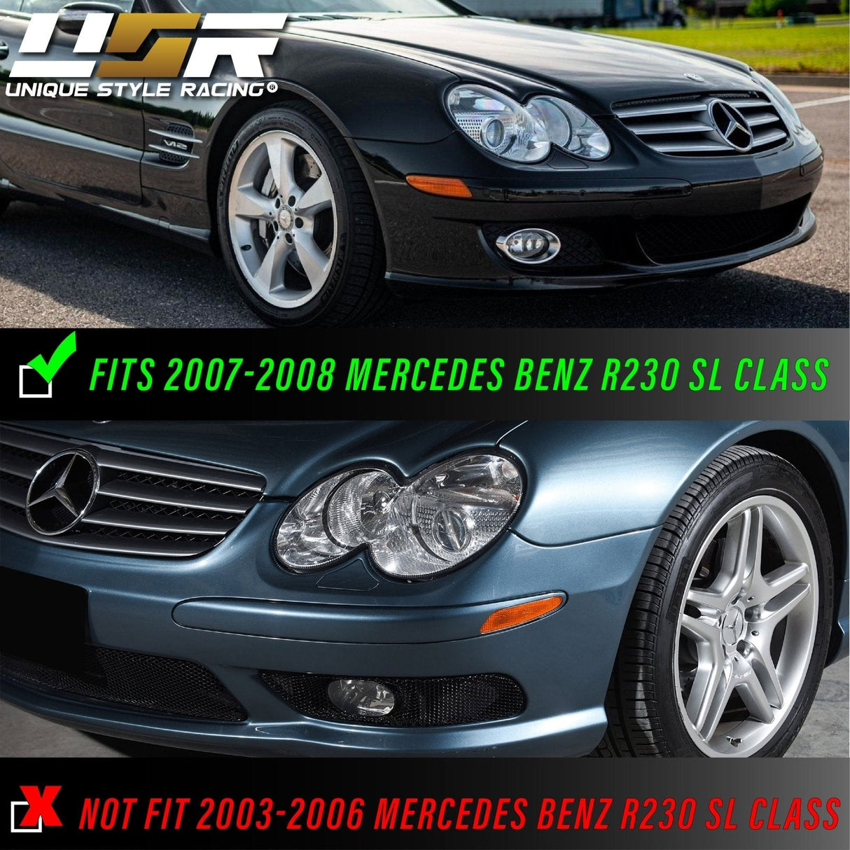 2007-2008 Mercedes R230 SL-Class Crystal Smoke Front Bumper Light