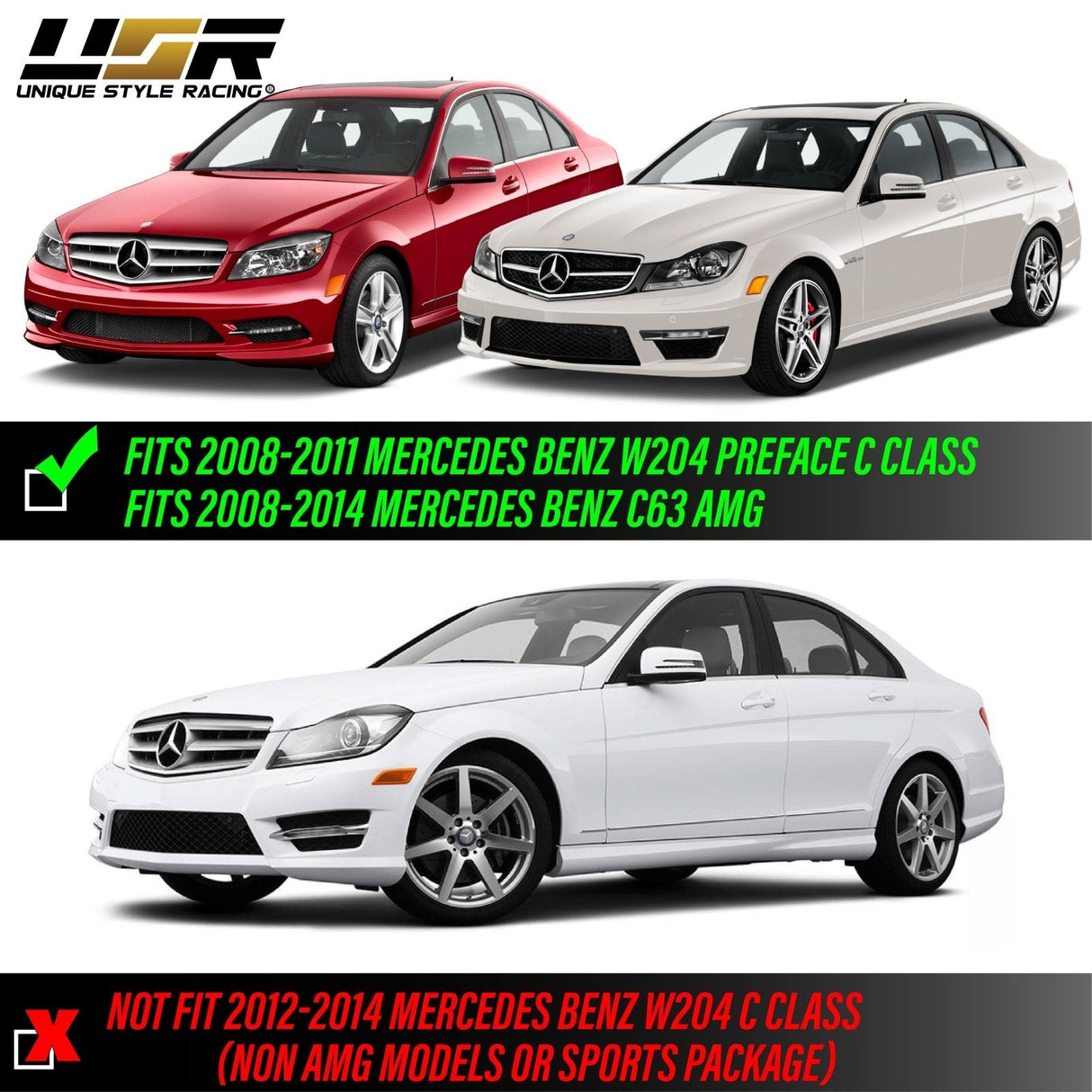 2008-2011 Mercedes W204 C-Class Smoke White Led Bumper Lights