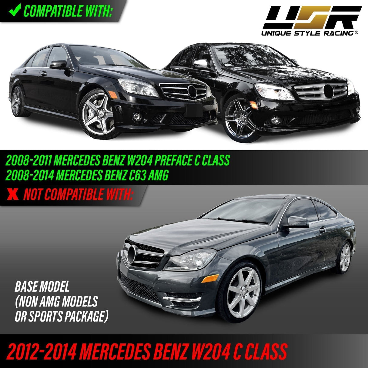 2008-2011 Mercedes W204 C-Class Smoke White Led Bumper Lights