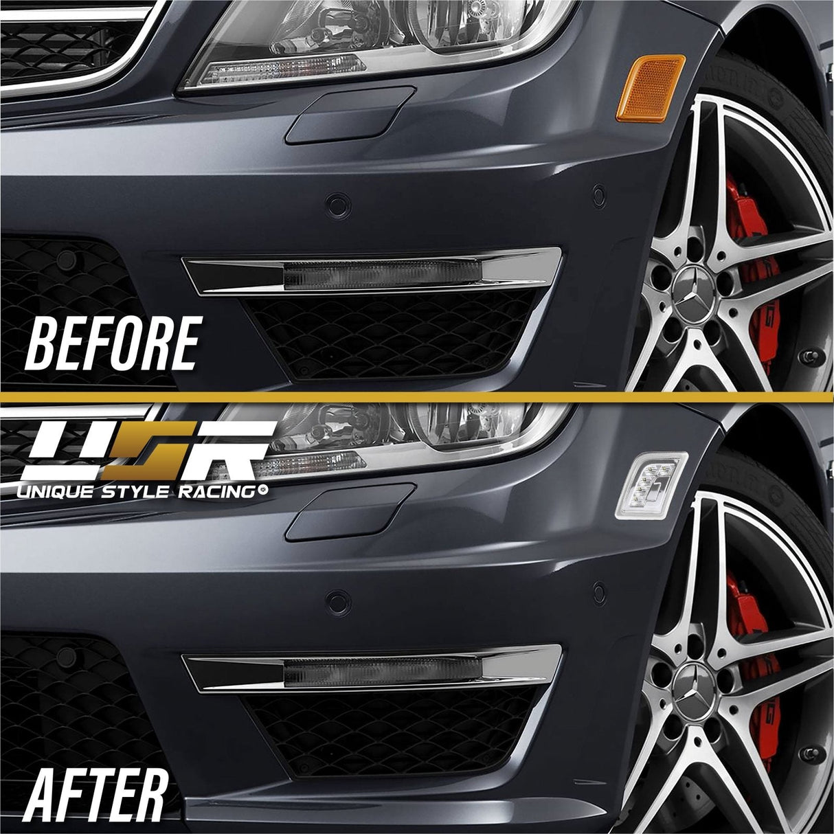 2008-2011 Mercedes W204 C-Class Smoke White Led Bumper Lights