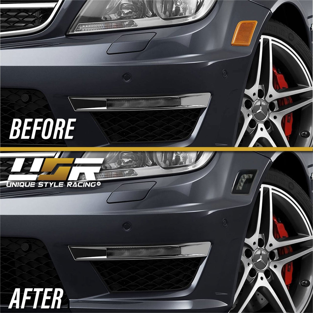 2008-2011 Mercedes W204 C-Class Smoke White Led Bumper Lights