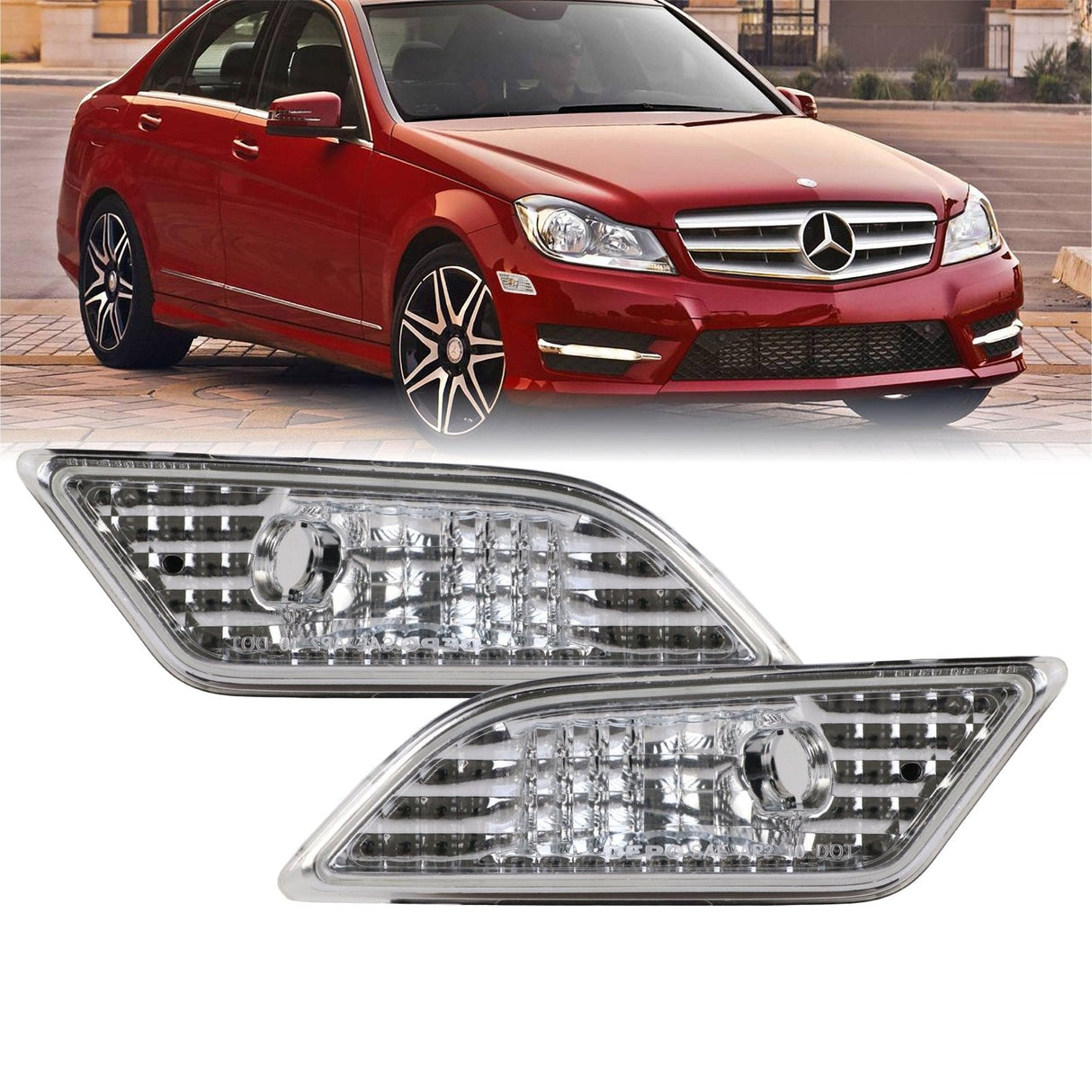 2012-2014 Mercedes W204 Clear Bumper Side Marker Lights