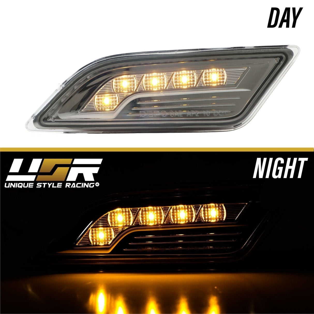 2012-2014 Mercedes W204 Smoke White Led Bumper Side Marker Lights