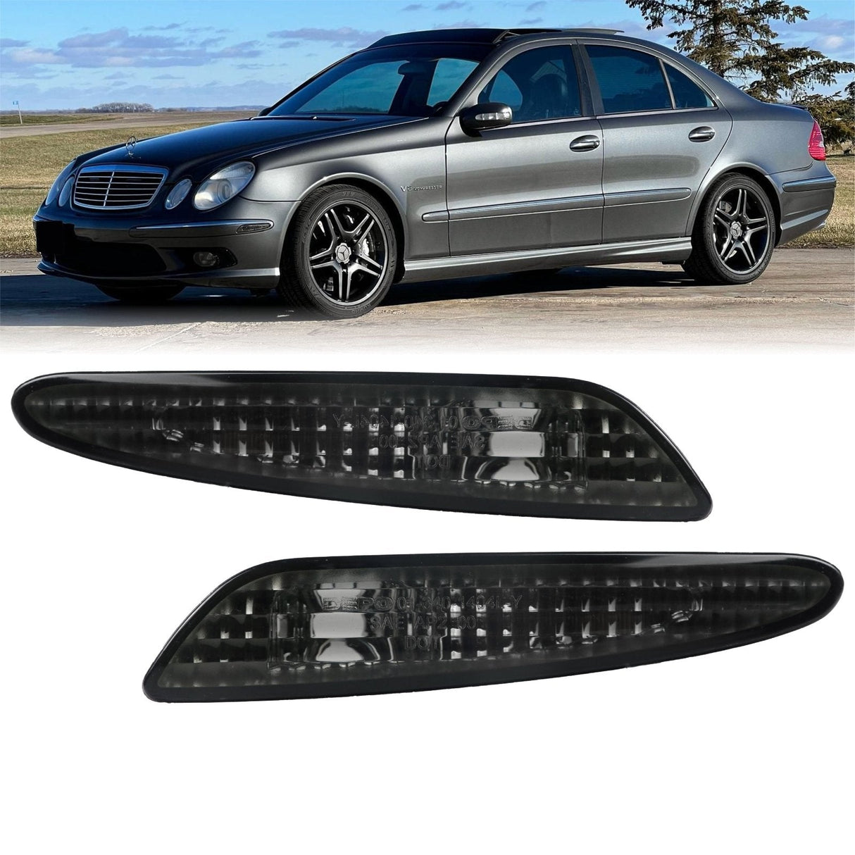 2003-2006 Mercedes W211 E-Class Crystal Smoke Front Bumper Light