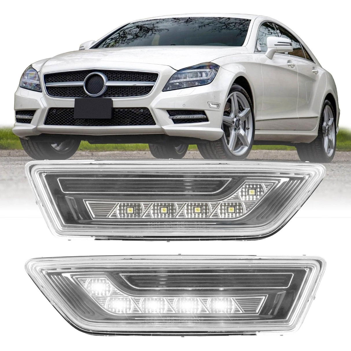 2012-2014 Mercedes CLS Class Smoke White LED Bumper Side Markers