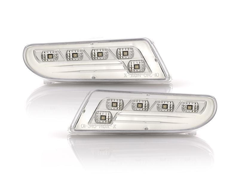 2000-2006 Mercedes W220 S-Class Crystal Smoke White LED Bumper Lights