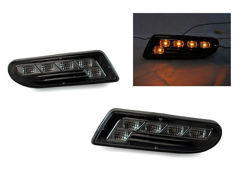 2000-2006 Mercedes W220 S-Class Crystal Smoke Amber LED Bumper Lights