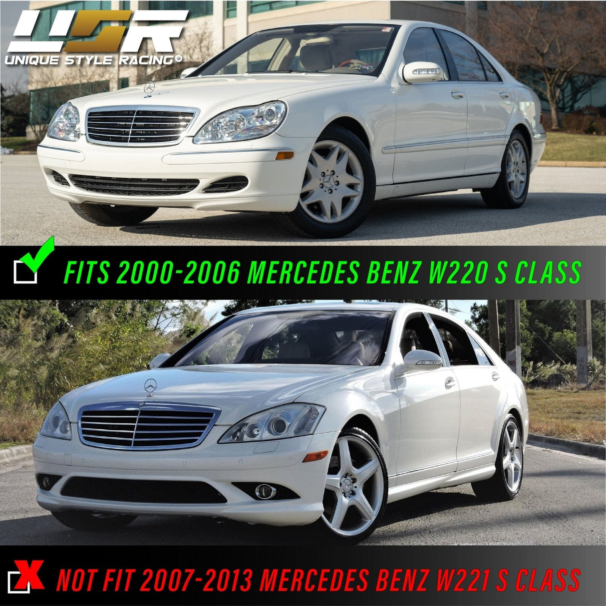 2000-2006 Mercedes W220 S-Class Crystal Smoke Bumper Lights