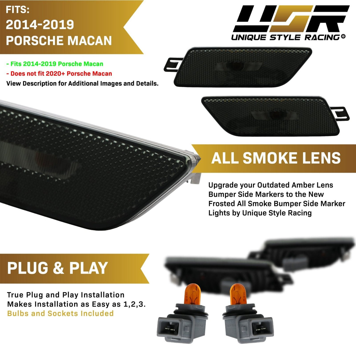 2014-2019 Porsche Macan Smoke Side Marker Lights Set