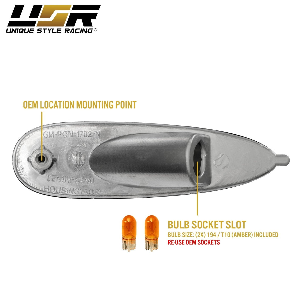 2004-2006 Pontiac GTO Crystal Smoke Front Bumper Side Marker