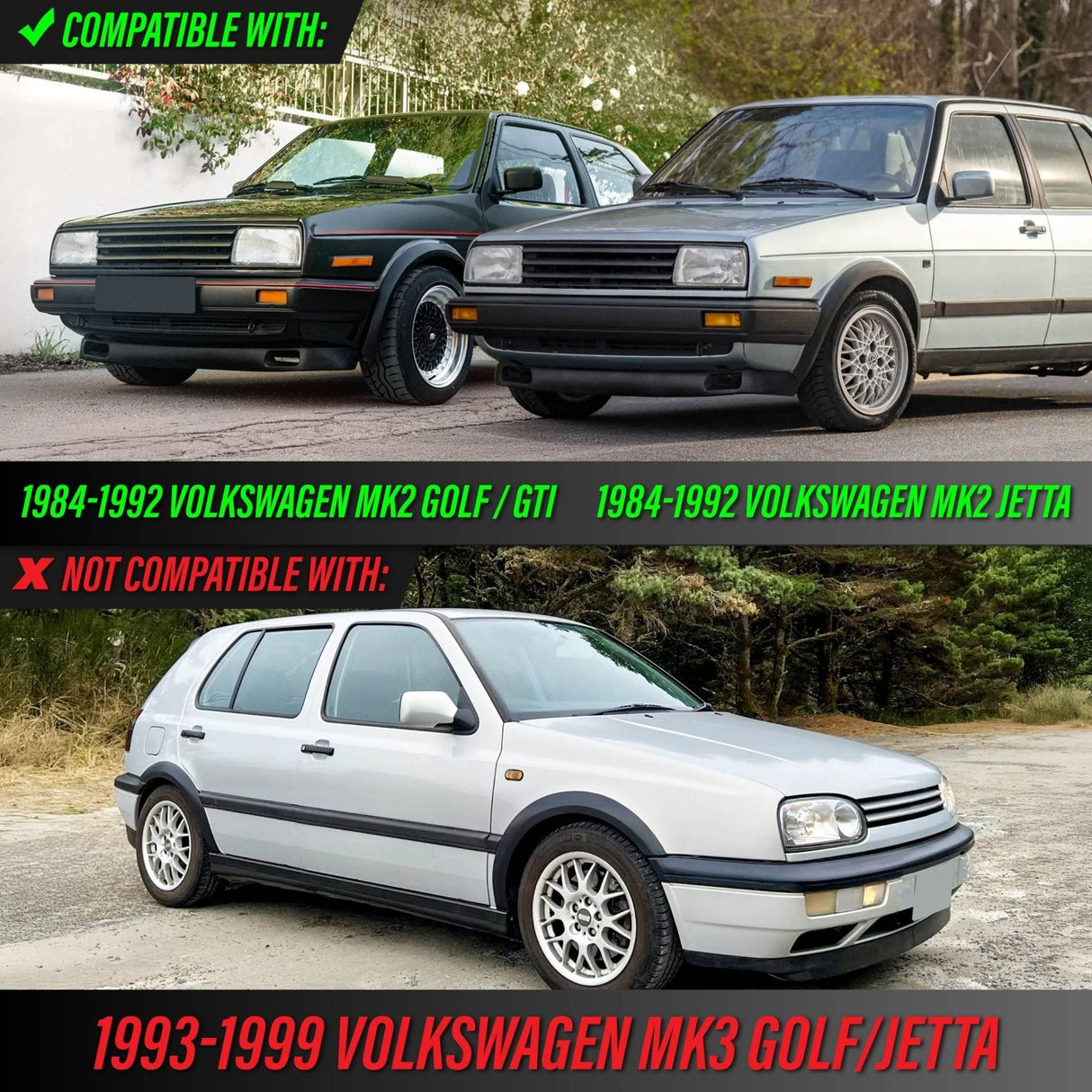 1984-1992 Volkswagen Golf Jetta Smoke Front Bumper Side Markers