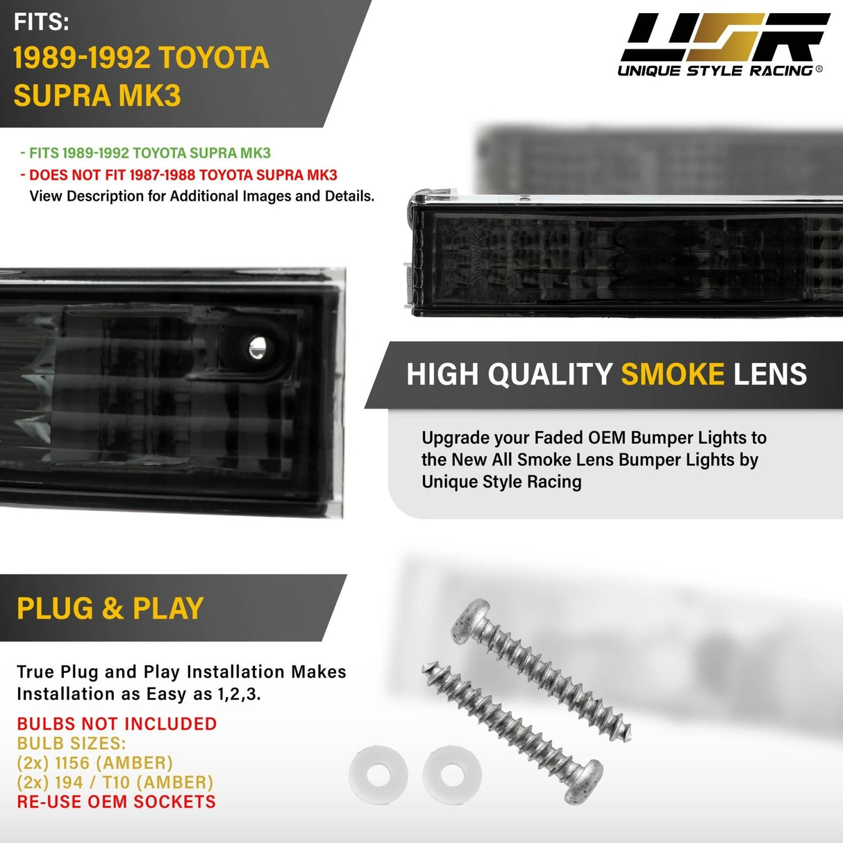 1989-1992 Toyota Supra Smoke Bumper Lights