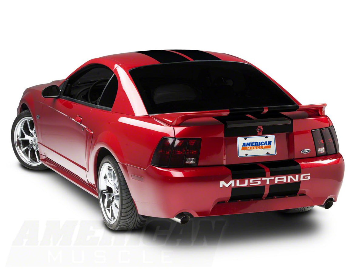 SEC10 GT500 Style Stripes; Gloss Black; 10-Inch (94-04 Mustang)