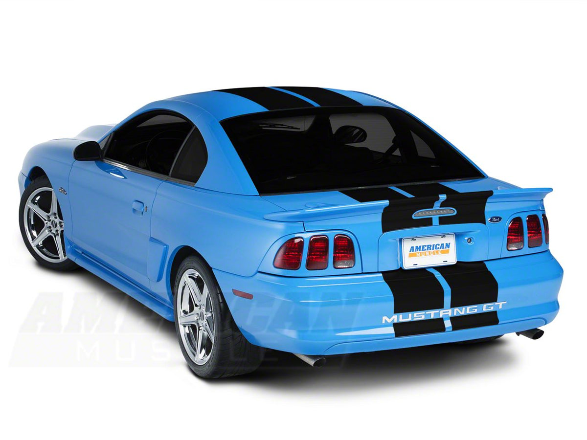 SEC10 GT500 Style Stripes; Gloss Black; 10-Inch (94-04 Mustang)