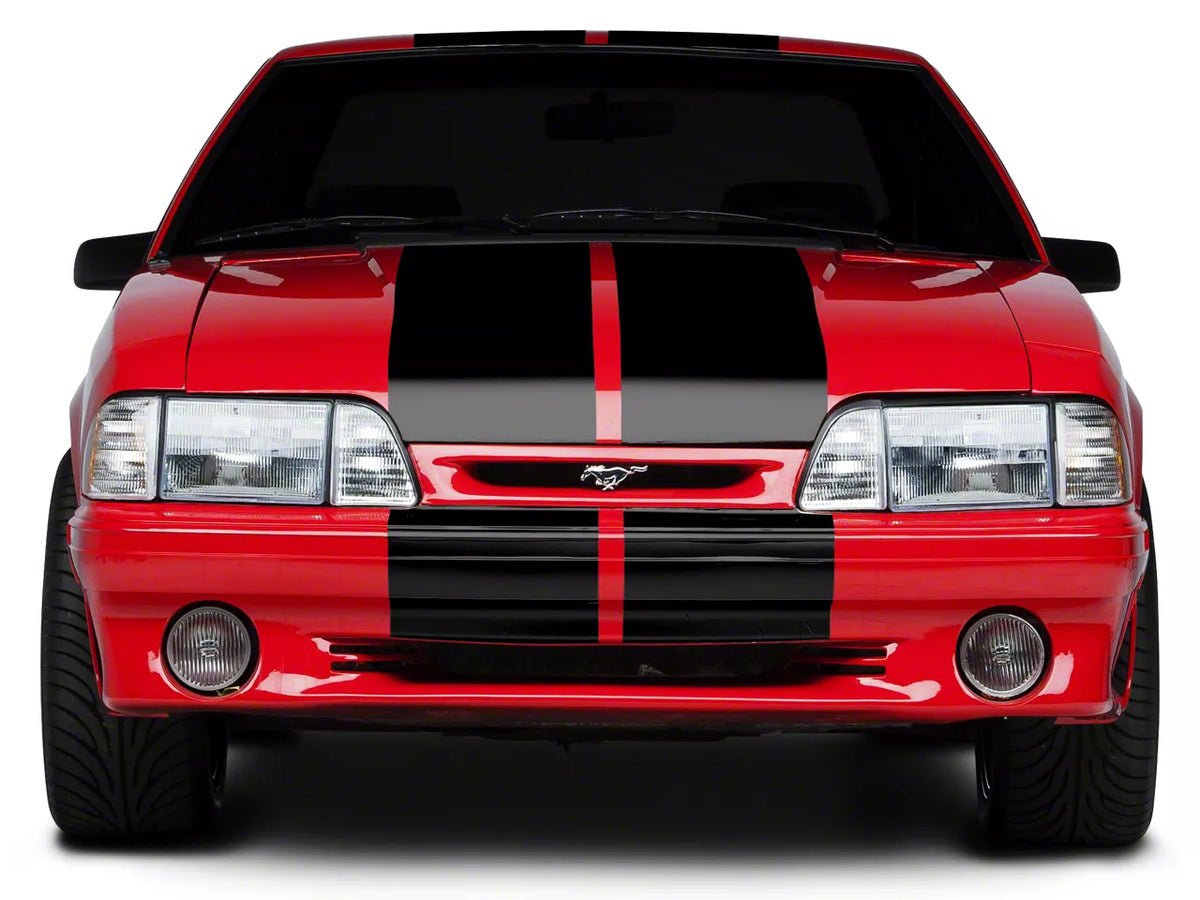 SEC10 Lemans Stripes; Gloss Black; 12-Inch (79-93 Mustang)