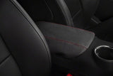 SpeedForm Premium Leather Armrest Cover; Red Stitching (15-23 Mustang)