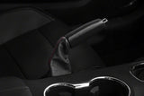 SpeedForm Premium Black Leather E-Brake Boot; Red Stitching (15-23 Mustang)