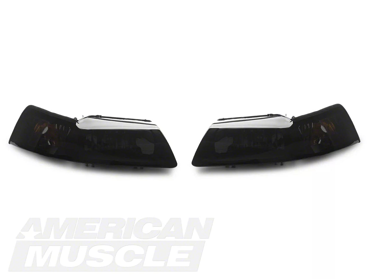 Raxiom Axial Series Oe Style Headlights; Black Housing; Smoked Lens (99-04 Mustang)