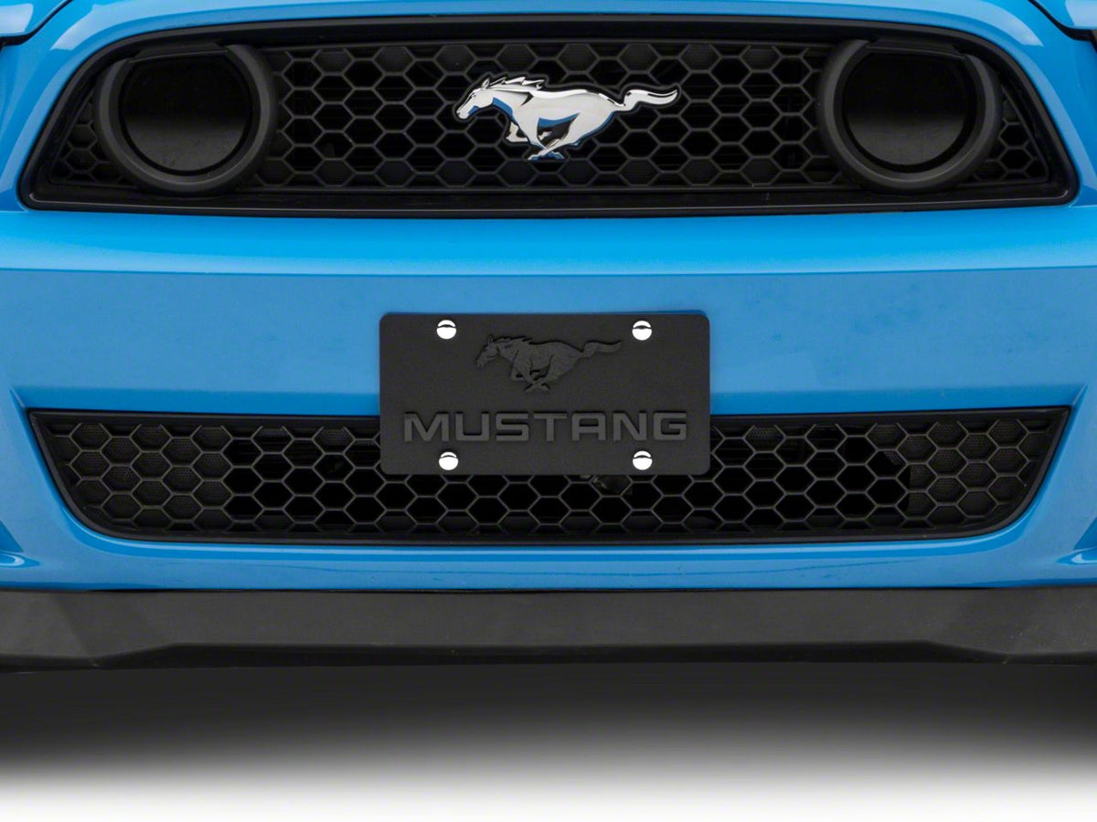 SpeedForm Front License Plate with Pony Lettering Logo; Black (Universal; Some Adaptation May Be Required)