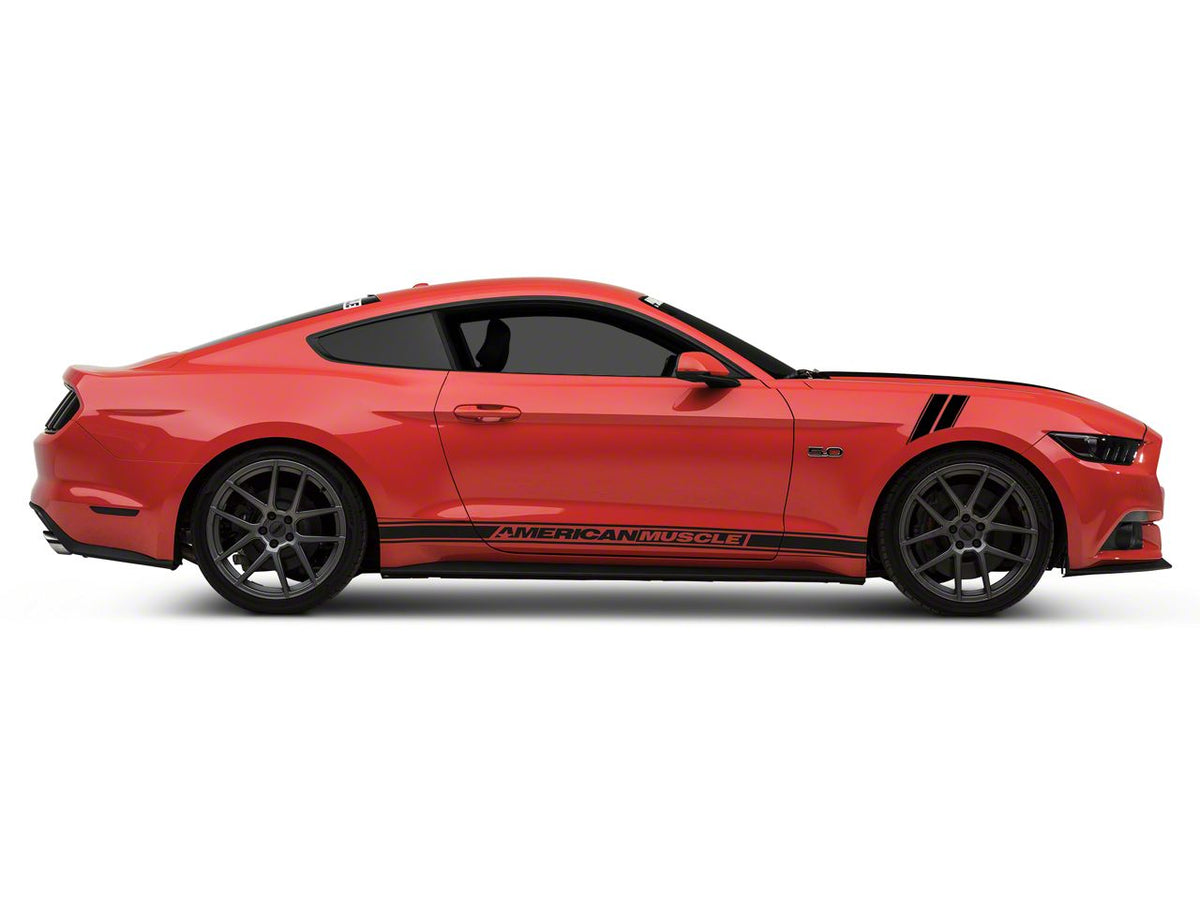 SEC10 Pinstriped Hash Marks; Gloss Black (15-23 Mustang)