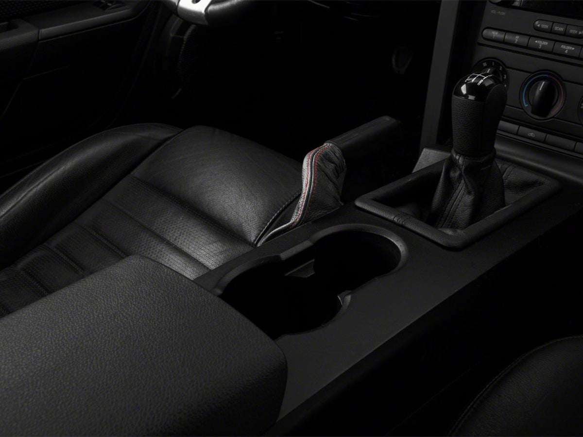 SpeedForm Premium Black Leather E-Brake Boot; Red Stitch (05-09 Mustang)