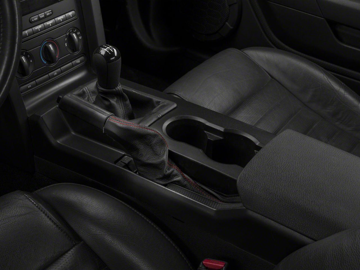 SpeedForm Premium Black Leather E-Brake Boot; Red Stitch (05-09 Mustang)