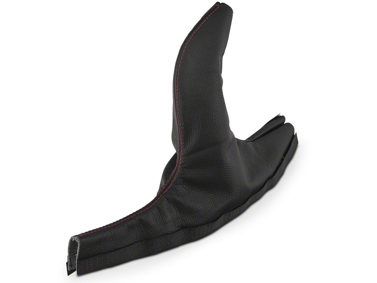 SpeedForm Premium Black Leather E-Brake Boot; Red Stitch (05-09 Mustang)