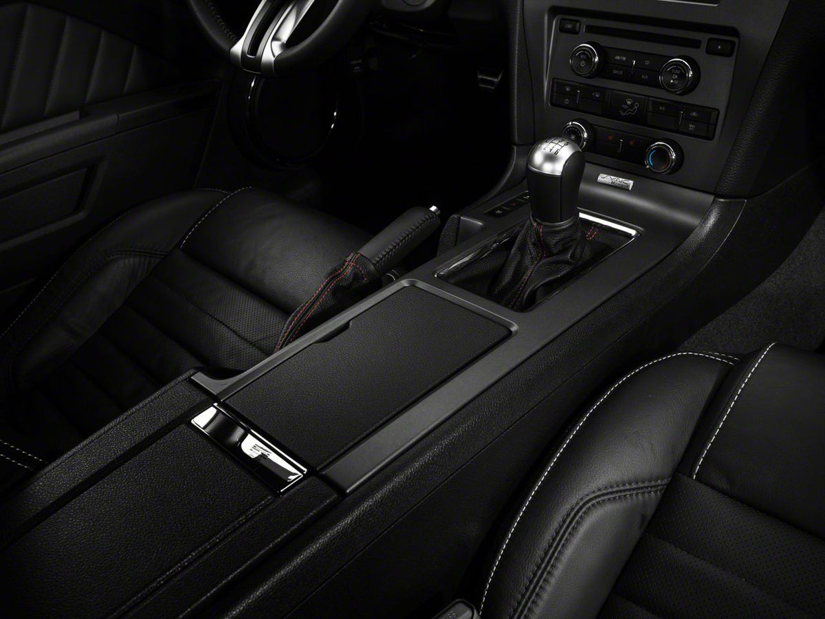 SpeedForm Premium Black Leather E-Brake Boot; Red Stitch (10-14 Mustang)