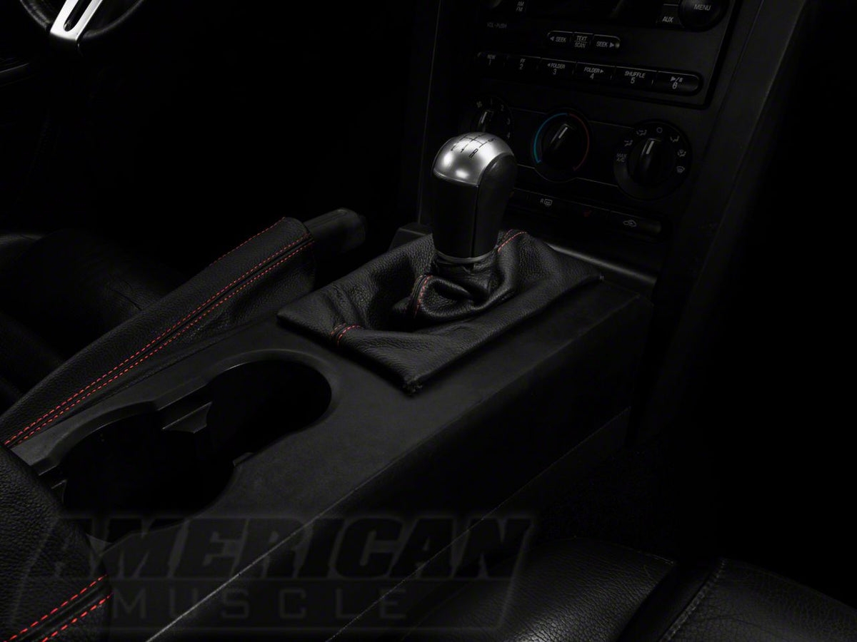 SpeedForm Premium Black Leather Shift Boot; Red Stitch (05-09 Mustang w/ Manual Transmission)