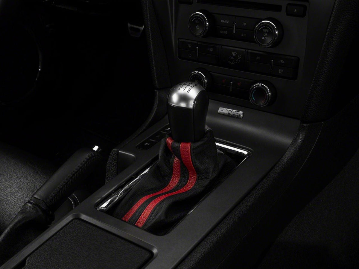 SpeedForm Premium Black Leather Shift Boot; Dual Red Stripe (10-14 Mustang)