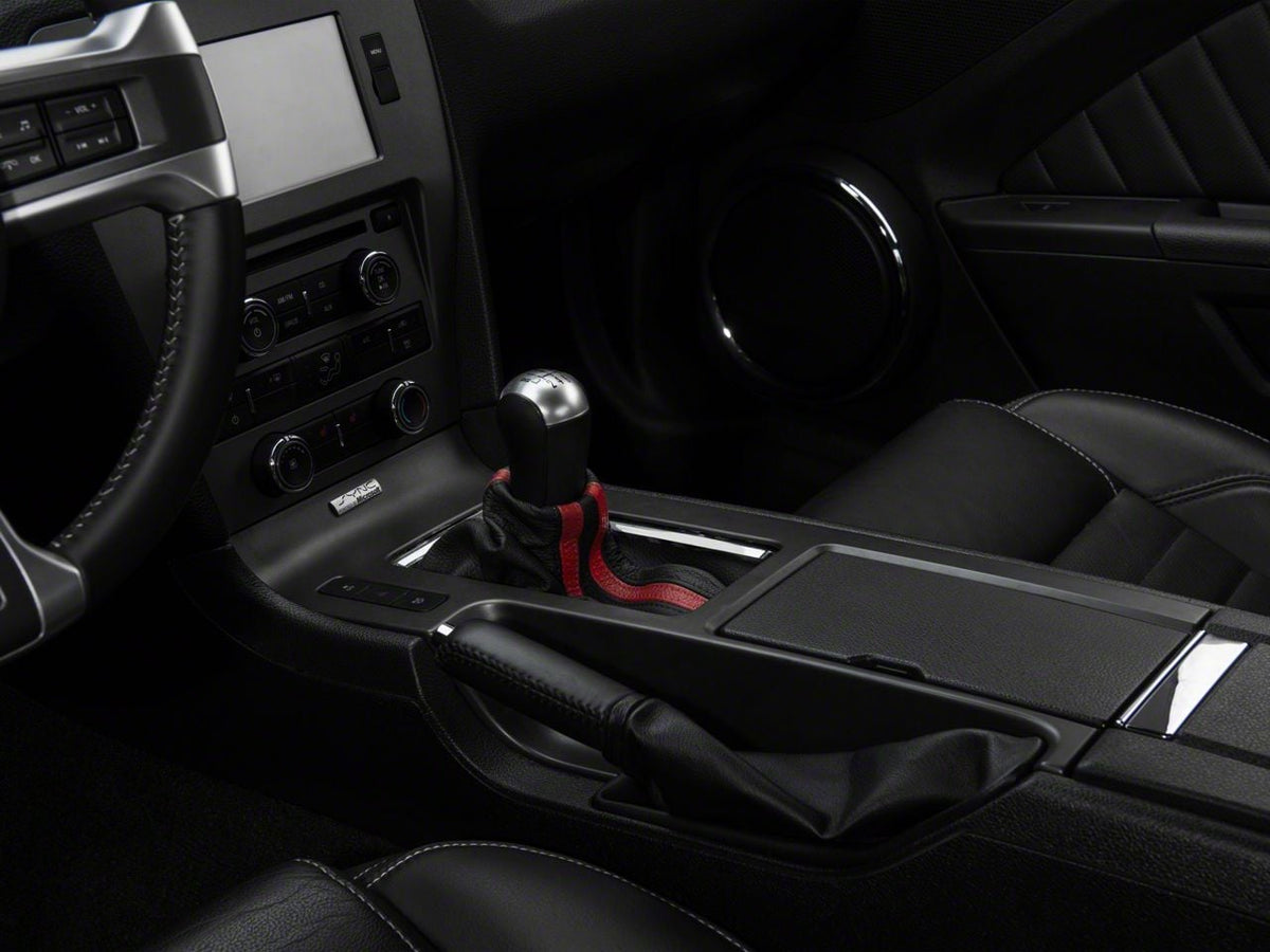 SpeedForm Premium Black Leather Shift Boot; Dual Red Stripe (10-14 Mustang)