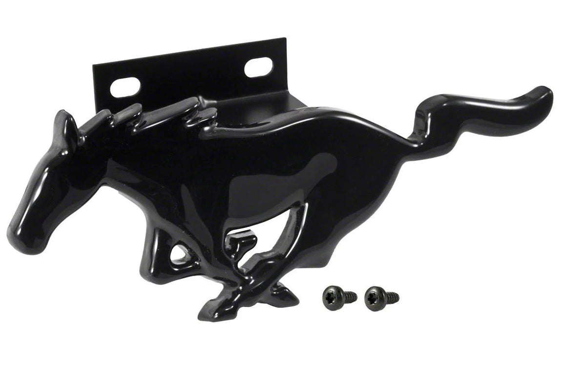 SpeedForm Running Pony Grille Emblem with Bracket; Black (94-04 Mustang)