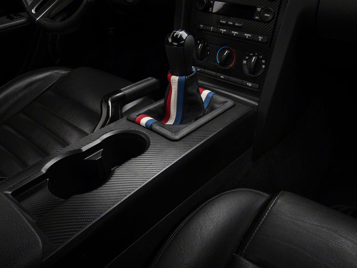 SpeedForm Premium Black Leather Shift Boot; Red, White and Blue Stripe (05-09 Mustang GT, V6)
