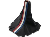 SpeedForm Premium Black Leather Shift Boot; Red, White and Blue Stripe (05-09 Mustang GT, V6)