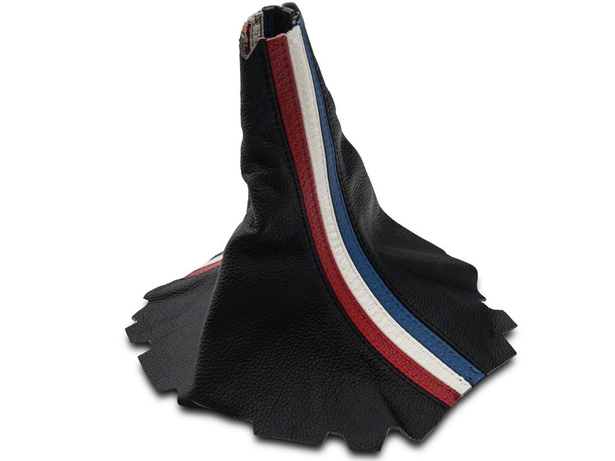 SpeedForm Premium Black Leather Shift Boot; Red, White and Blue Stripe (05-09 Mustang GT, V6)