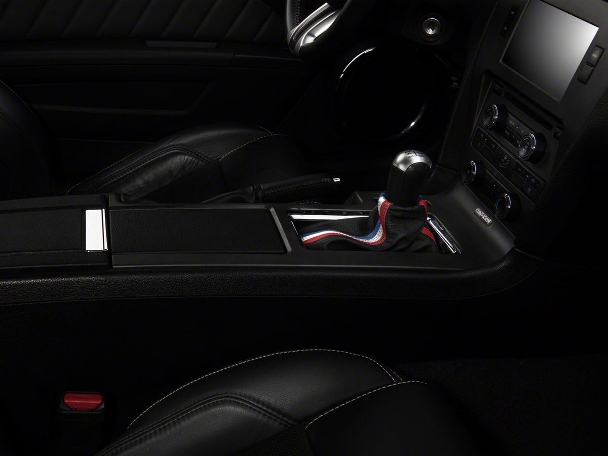 SpeedForm Premium Black Leather Shift Boot; Red, White and Blue Stripe (10-14 Mustang)