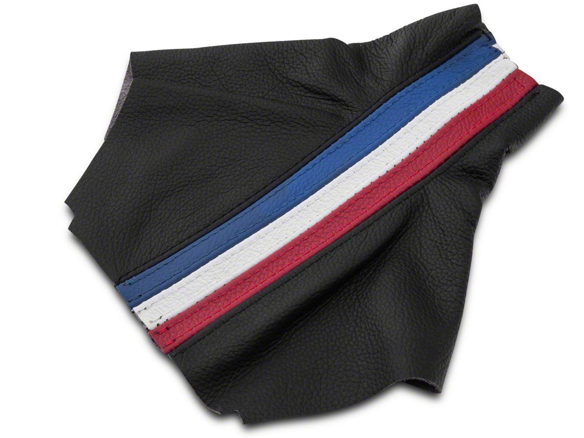 SpeedForm Premium Black Leather Shift Boot; Red, White and Blue Stripe (10-14 Mustang)