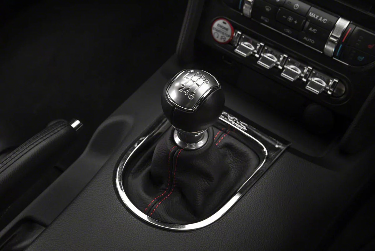SpeedForm Premium Black Leather Shift Boot; Red Stitching (15-23 Mustang, Excluding GT500)
