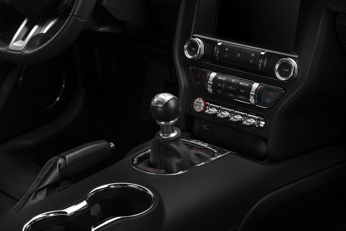 SpeedForm Premium Black Leather Shift Boot; Red Stitching (15-23 Mustang, Excluding GT500)