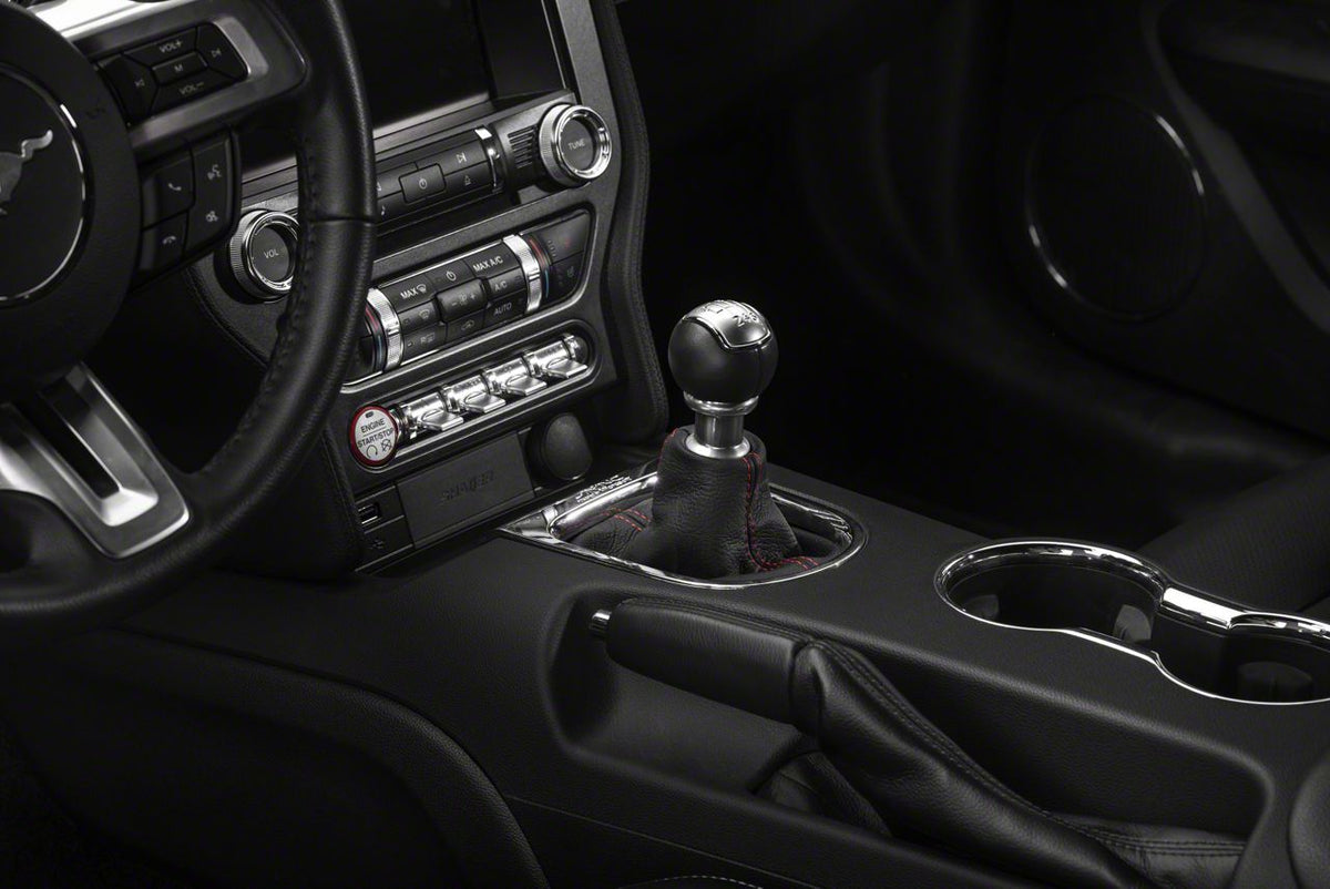 SpeedForm Premium Black Leather Shift Boot; Red Stitching (15-23 Mustang, Excluding GT500)