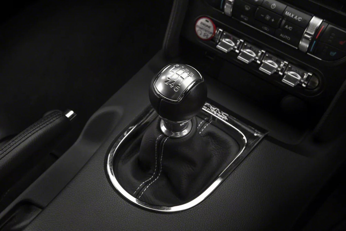 SpeedForm Premium Black Leather Shift Boot; Silver Stitching (15-23 Mustang, Excluding GT500)