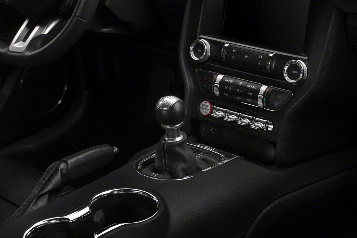SpeedForm Premium Black Leather Shift Boot; Silver Stitching (15-23 Mustang, Excluding GT500)