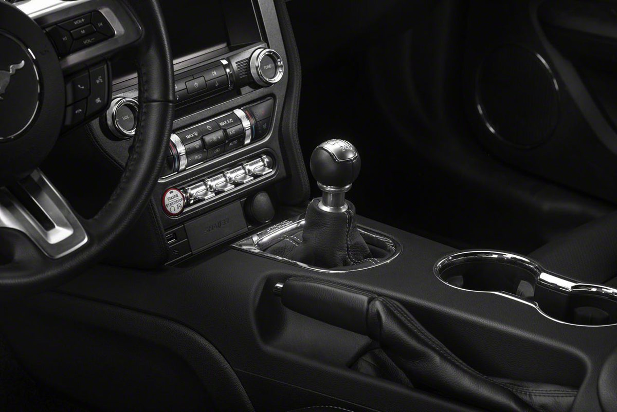 SpeedForm Premium Black Leather Shift Boot; Silver Stitching (15-23 Mustang, Excluding GT500)