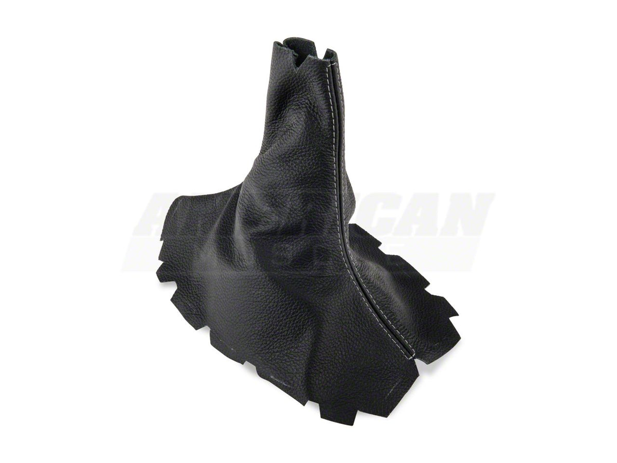 SpeedForm Premium Black Leather Shift Boot; Silver Stitch (05-09 Mustang w/ Manual Transmission)