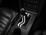 SpeedForm Premium Black Leather Shift Boot; Dual White Stripe (05-09 Mustang GT, V6)